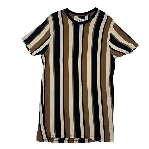 San Francisco Other - San Francisco Work Shirt XL Brown Black Striped 70s Style Short Sleeve Retro